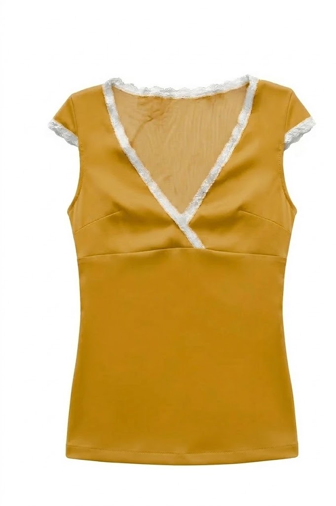 Valentina Criss Cross Top Golden Yellow/White