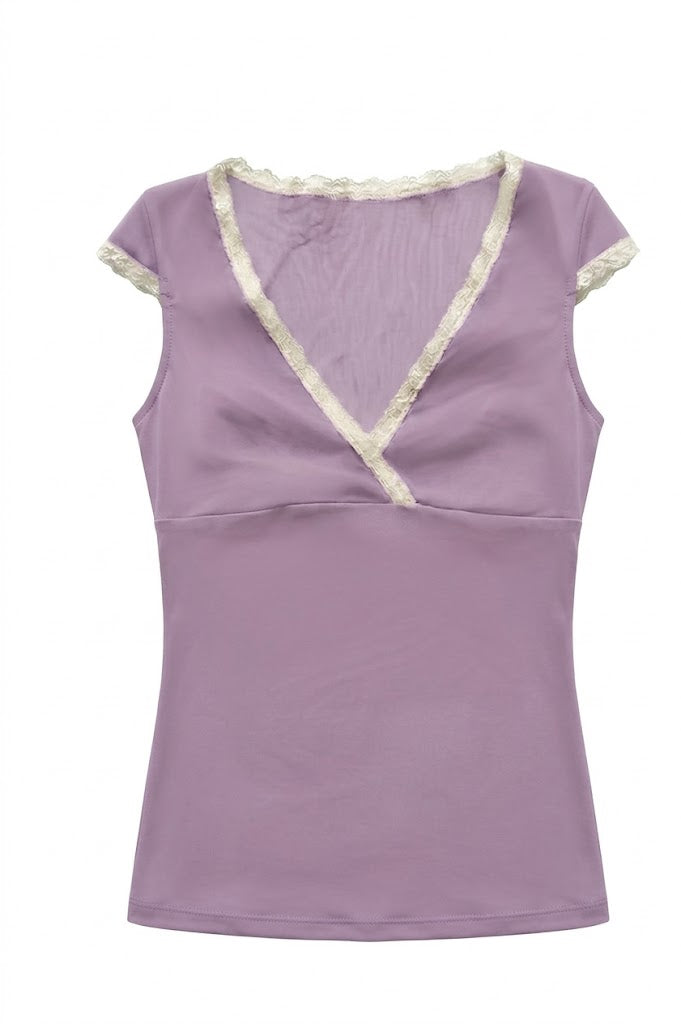Valentina Criss Cross Top Lavender/White
