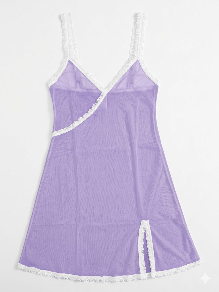 Valentina Chemise Lavendel/Weiß