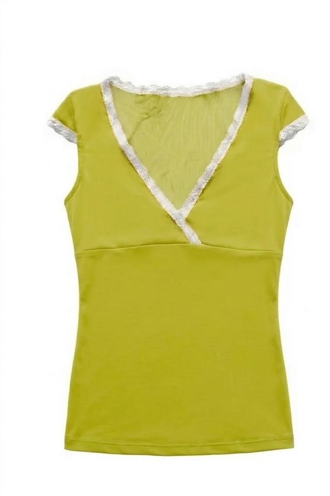 Valentina Criss Cross Top Pistacchio/White