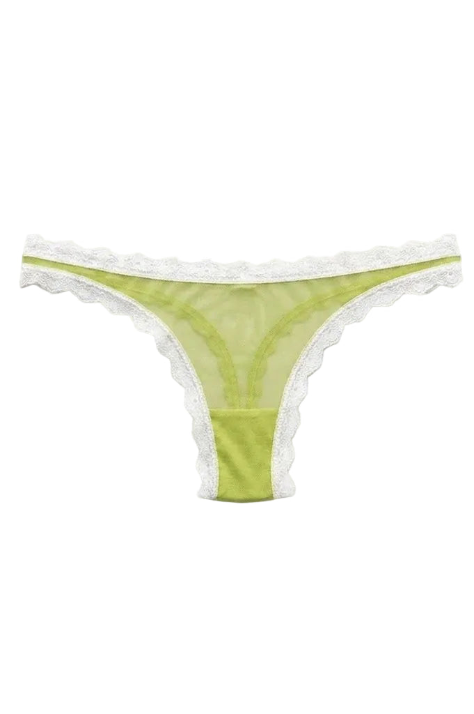 Valentina Low Rider  Thong Pistacchio/White