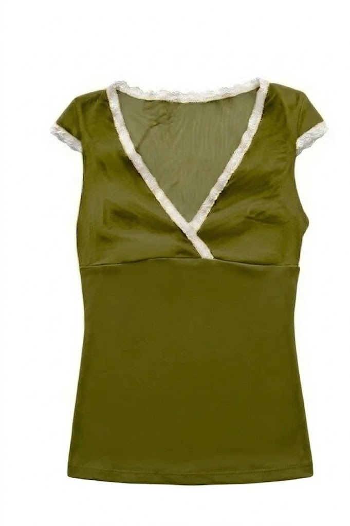 Valentina Criss Cross Top Sage/White