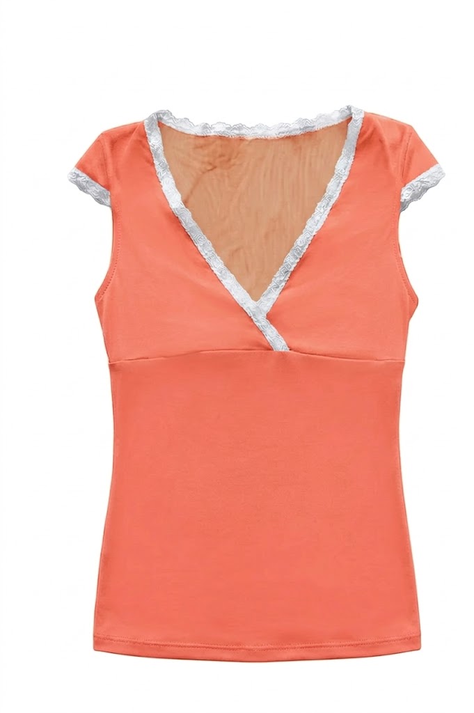 Valentina Criss Cross Top Calypso Coral/White