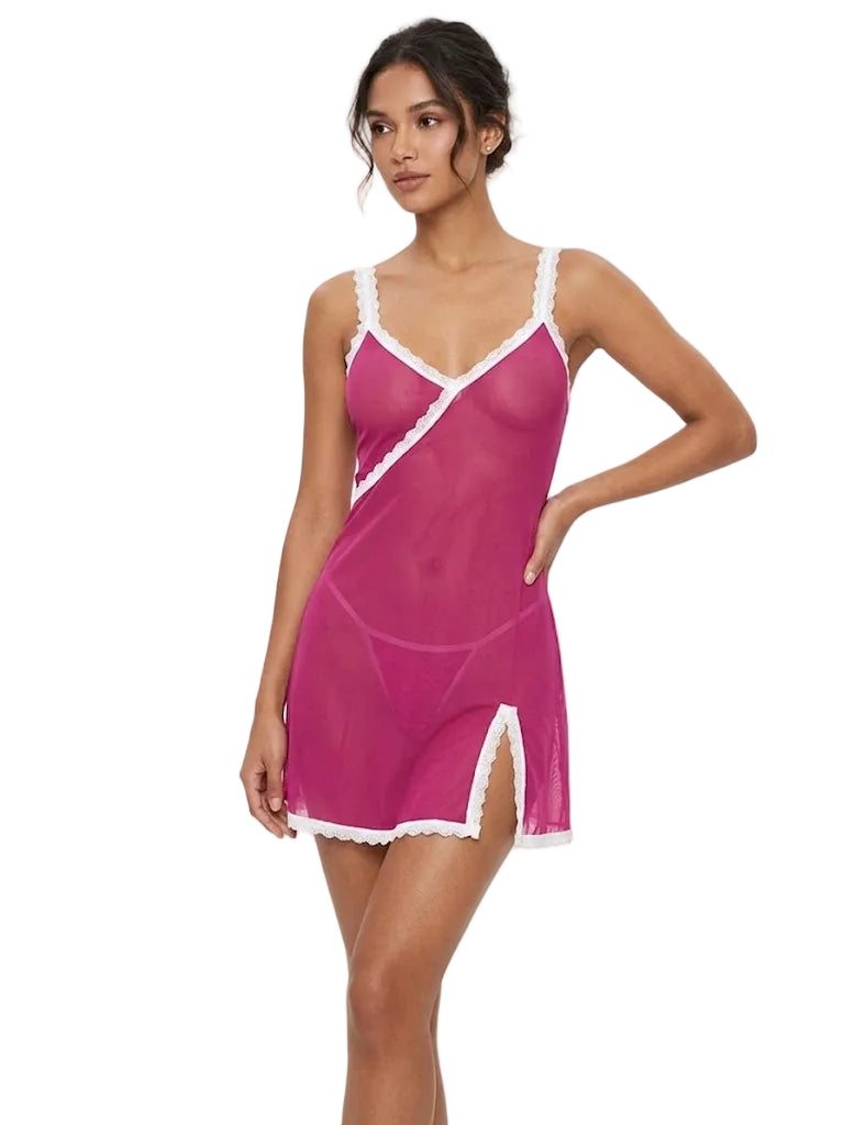 Valentina Chemise Fuchsia/White