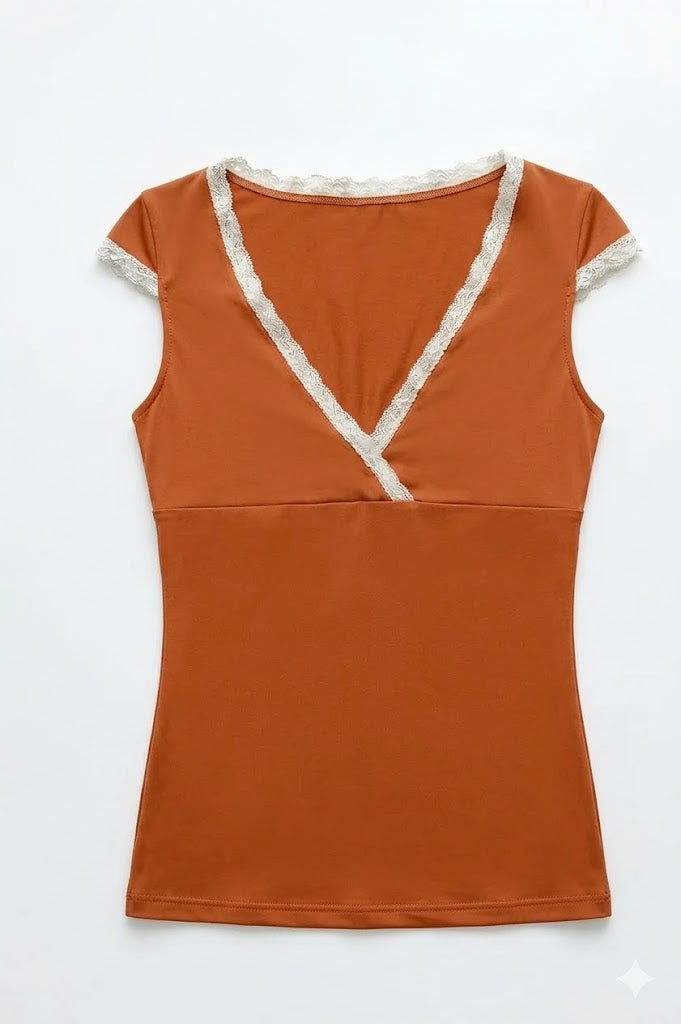 Valentina Criss Cross Top Sun Orange/White