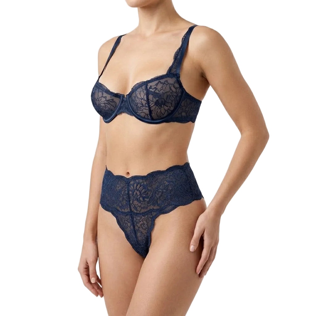 My Way Mid Rise Thong Marineblau