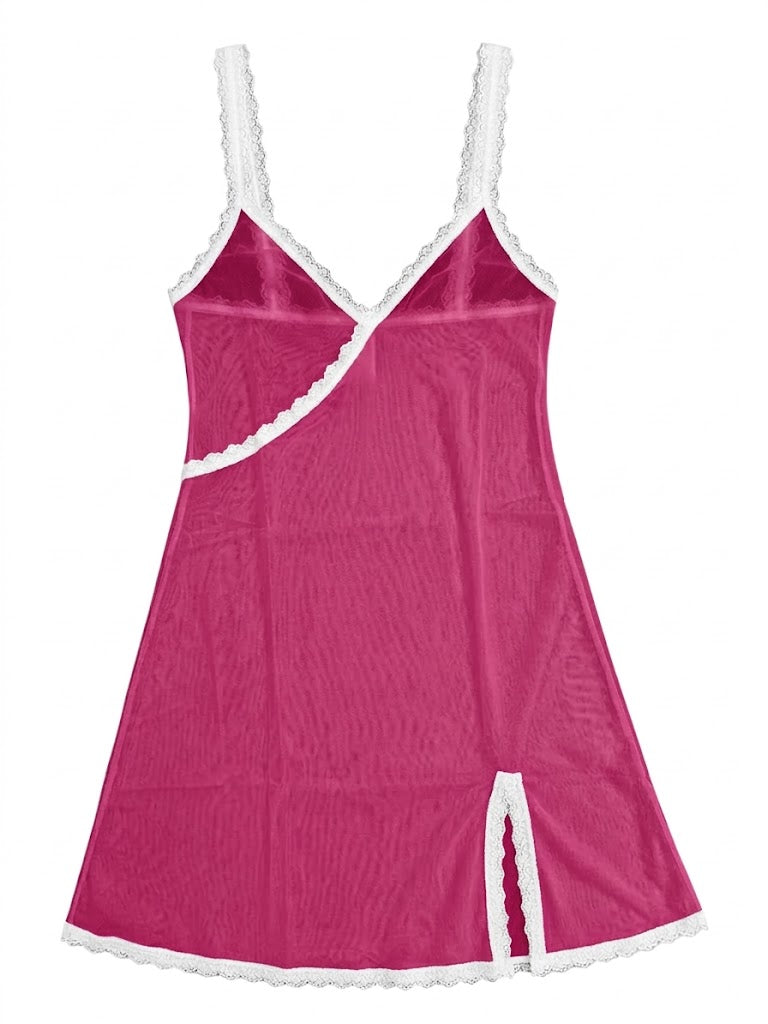Valentina Chemise Fuchsia/White