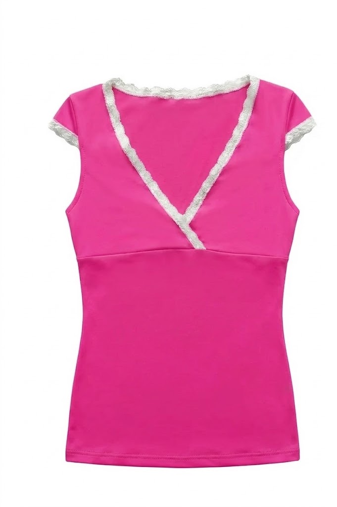 Valentina Criss Cross Top Fuchsia/White