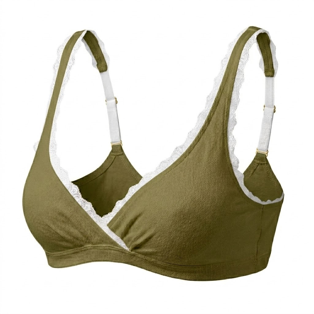 Valentina Überkreuz-Bralette Salbeigrün/Weiß