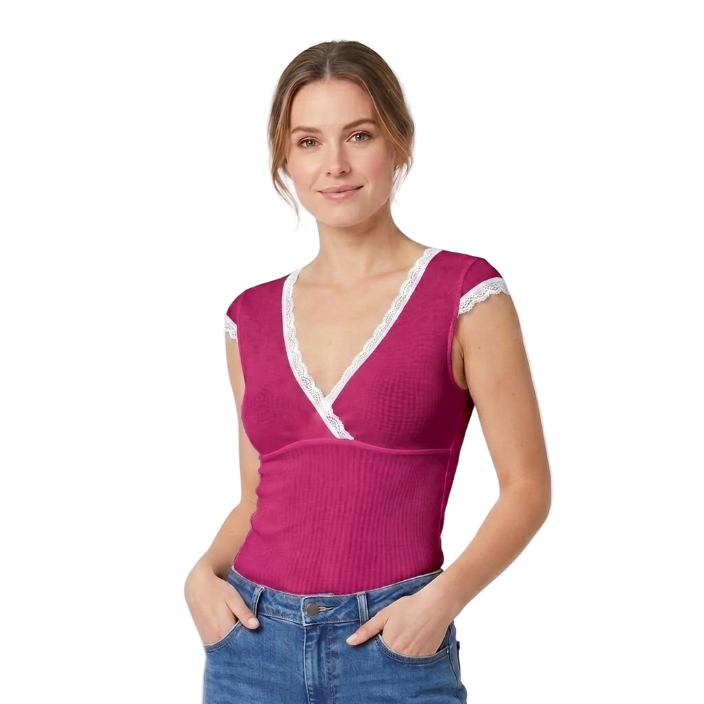 Valentina Criss Cross Top Fuchsia/White