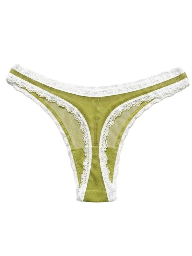Valentina Low Rider  Thong Pistacchio/White